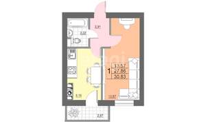 1-к квартира, вторичка, 37м2, 11/11 этаж