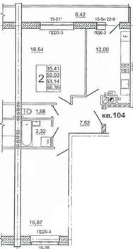 2-к квартира, вторичка, 67м2, 1/10 этаж