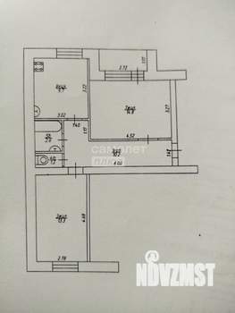 2-к квартира, вторичка, 52м2, 1/9 этаж