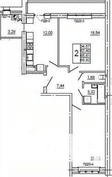 2-к квартира, вторичка, 69м2, 3/10 этаж