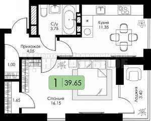1-к квартира, вторичка, 40м2, 7/11 этаж