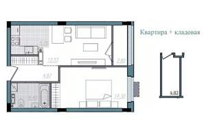 2-к квартира, строящийся дом, 44м2, 3/14 этаж