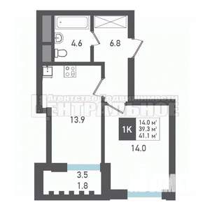 1-к квартира, вторичка, 41м2, 2/22 этаж
