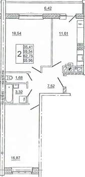 2-к квартира, вторичка, 67м2, 3/10 этаж