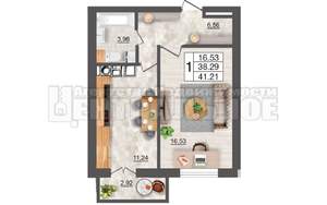1-к квартира, вторичка, 41м2, 6/10 этаж