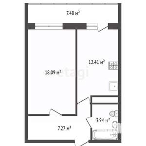 1-к квартира, вторичка, 49м2, 8/10 этаж