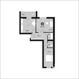 2-к квартира, строящийся дом, 65м2, 9/10 этаж
