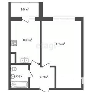 1-к квартира, вторичка, 39м2, 5/10 этаж
