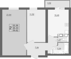 2-к квартира, вторичка, 60м2, 2/16 этаж