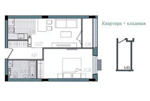 2-к квартира, строящийся дом, 44м2, 11/14 этаж