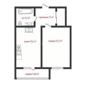 1-к квартира, вторичка, 45м2, 6/10 этаж