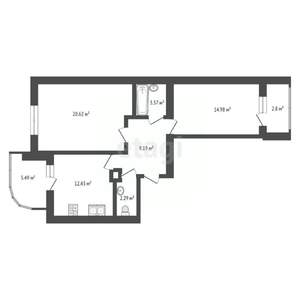 2-к квартира, сданный дом, 71м2, 6/10 этаж