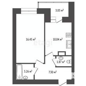 1-к квартира, сданный дом, 39м2, 4/10 этаж