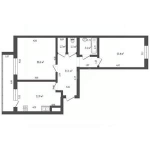 2-к квартира, вторичка, 64м2, 9/10 этаж