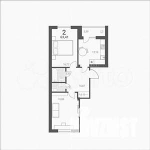 2-к квартира, вторичка, 64м2, 11/14 этаж