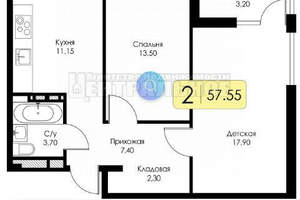 2-к квартира, вторичка, 58м2, 2/15 этаж