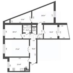 4-к квартира, вторичка, 84м2, 9/10 этаж
