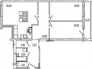 2-к квартира, вторичка, 95м2, 1/10 этаж