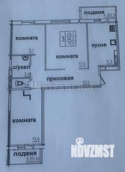 2-к квартира, вторичка, 62м2, 1/10 этаж