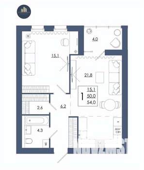 1-к квартира, строящийся дом, 54м2, 9/16 этаж