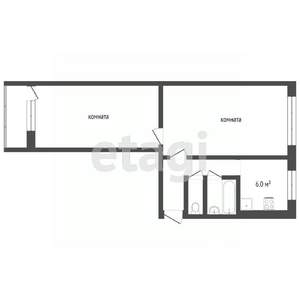 2-к квартира, вторичка, 49м2, 1/5 этаж