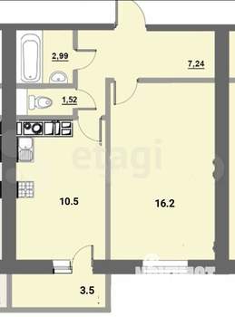 1-к квартира, вторичка, 38м2, 4/10 этаж