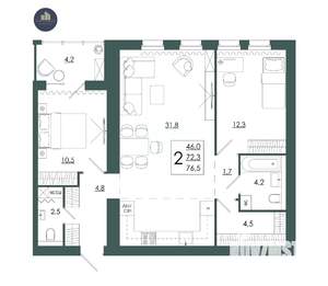 2-к квартира, вторичка, 77м2, 2/16 этаж