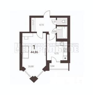 1-к квартира, вторичка, 45м2, 4/10 этаж