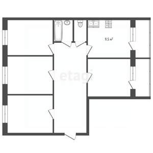 4-к квартира, вторичка, 78м2, 2/5 этаж