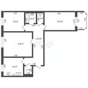 3-к квартира, вторичка, 70м2, 1/10 этаж