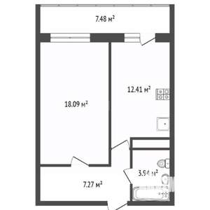 1-к квартира, вторичка, 49м2, 8/10 этаж