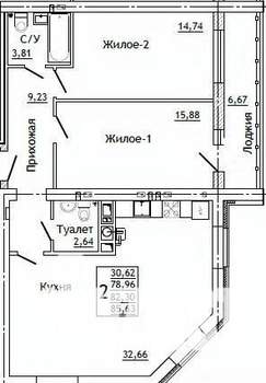 2-к квартира, строящийся дом, 86м2, 5/10 этаж