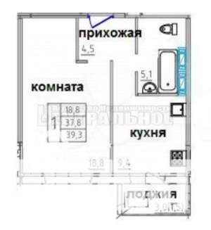 1-к квартира, вторичка, 39м2, 2/10 этаж