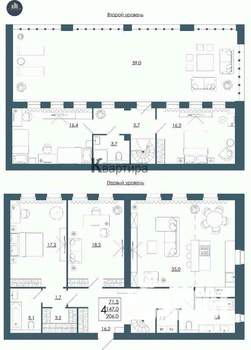 4-к квартира, вторичка, 206м2, 16/16 этаж