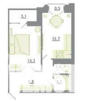 1-к квартира, вторичка, 42м2, 4/5 этаж
