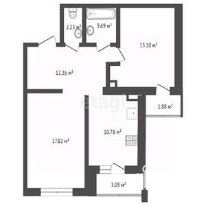 2-к квартира, вторичка, 65м2, 3/5 этаж