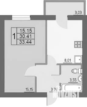 1-к квартира, вторичка, 34м2, 9/10 этаж