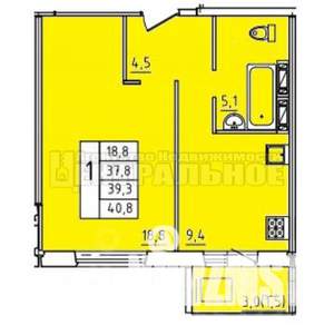 1-к квартира, вторичка, 39м2, 7/10 этаж
