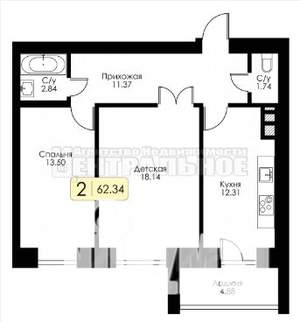 2-к квартира, вторичка, 62м2, 8/10 этаж