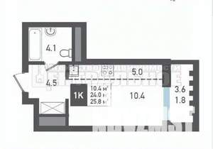 Студия квартира, вторичка, 26м2, 5/22 этаж