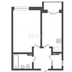 1-к квартира, вторичка, 38м2, 4/5 этаж