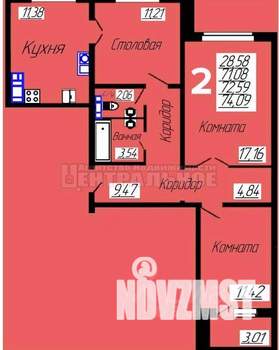 2-к квартира, вторичка, 74м2, 4/10 этаж