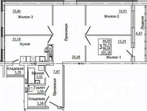 3-к квартира, строящийся дом, 101м2, 5/10 этаж