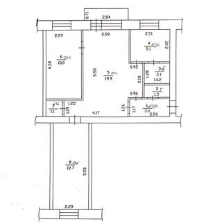 3-к квартира, вторичка, 55м2, 5/5 этаж