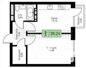 1-к квартира, вторичка, 38м2, 2/5 этаж