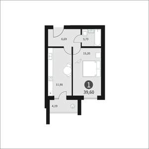 1-к квартира, вторичка, 40м2, 5/10 этаж