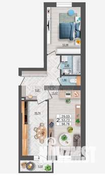 2-к квартира, вторичка, 57м2, 5/10 этаж