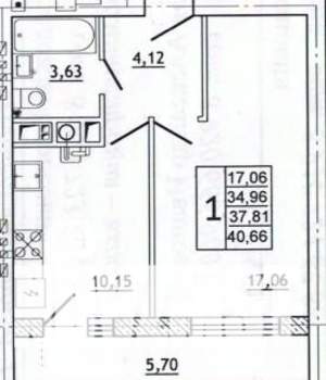 1-к квартира, вторичка, 41м2, 2/10 этаж