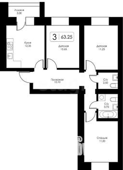 3-к квартира, вторичка, 63м2, 2/11 этаж