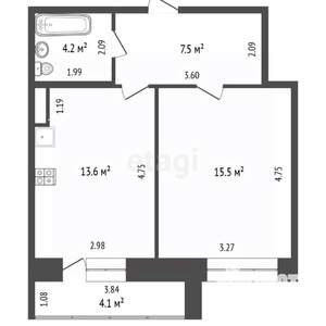 1-к квартира, вторичка, 41м2, 7/10 этаж